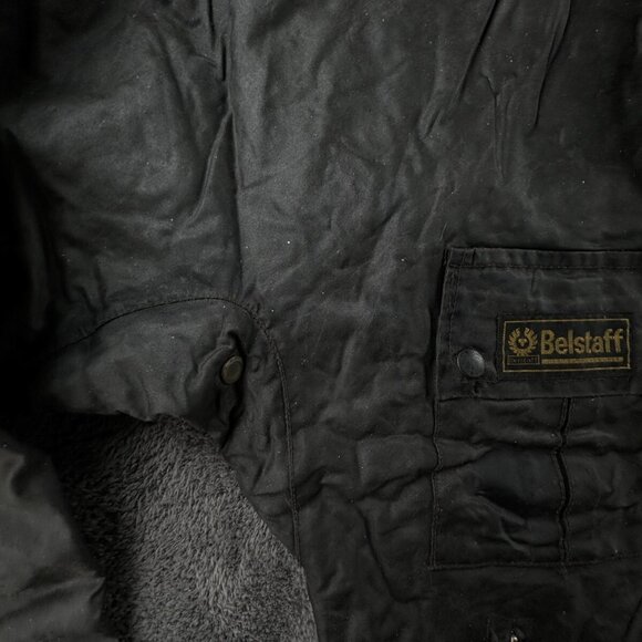 Belstaff Brigand Large Waxed Jacket Men Outdoors Snap Zip Up Italy Biker Adult - Picture 14 of 16
